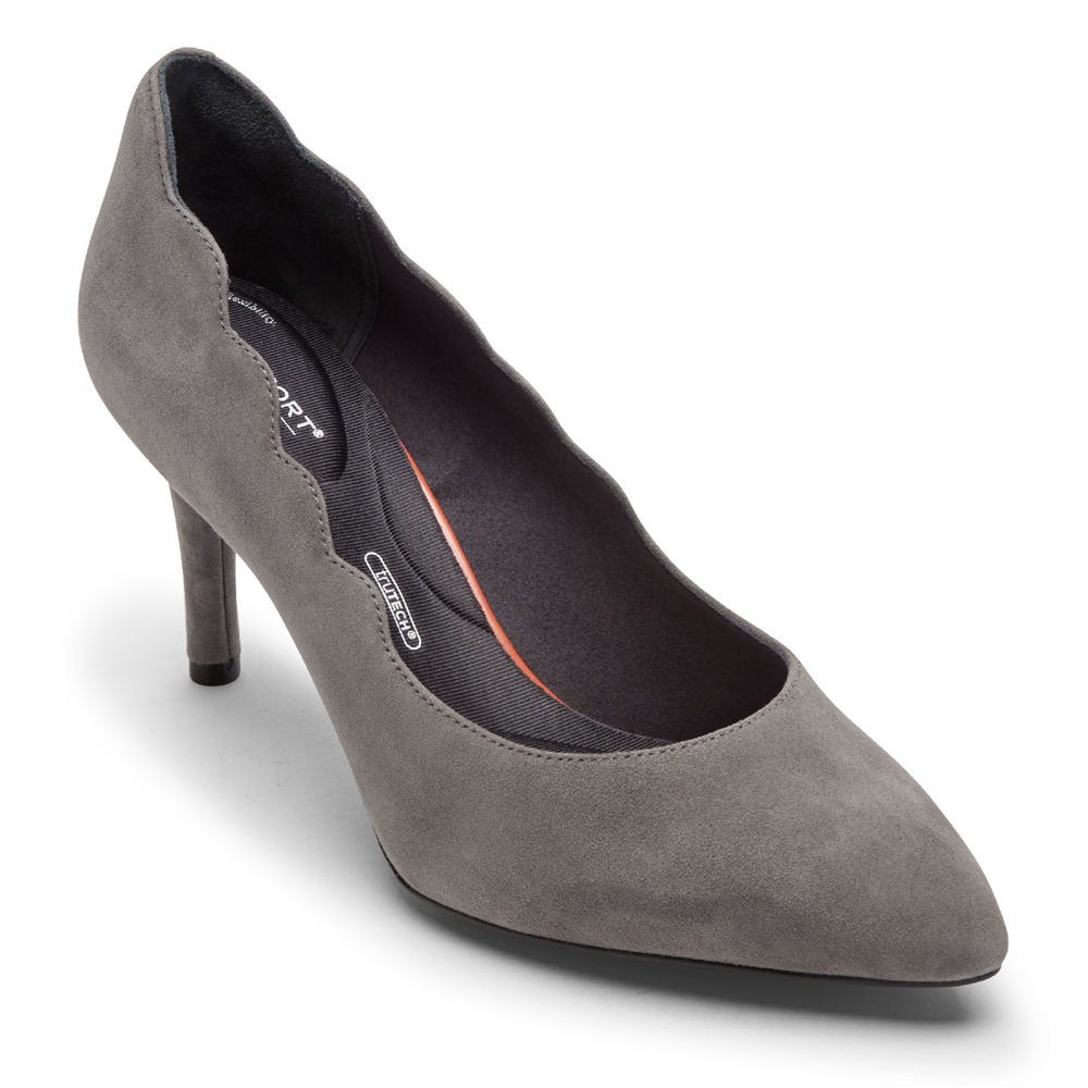 Rockport Singapore Womens Heels - Total Motion 75mm Scalloped Grey - VJ1468095